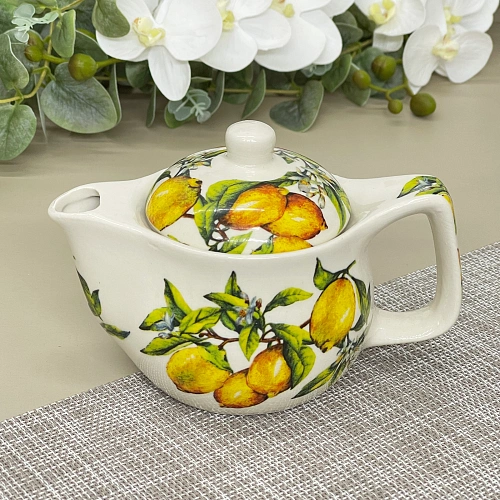 Чайник заварочный керамический 350мл с ситом Лимоны_8