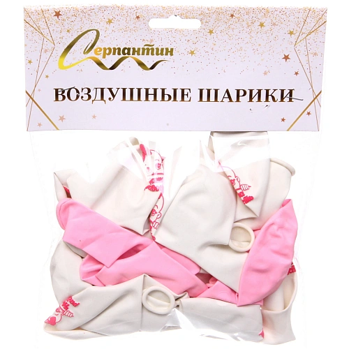 Воздушные шары 25 шт, 1025см Наша доченька (розовыйбелый)_8
