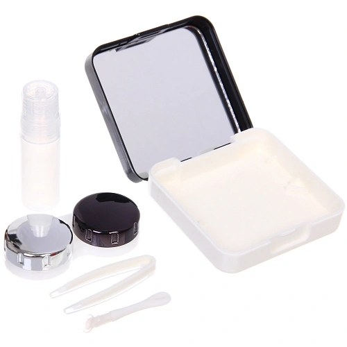 Набор для хранения контактных линз МАРЦИПАН, с зеркалом, цвет черный, 636232см, (пакет с подвесом)_3