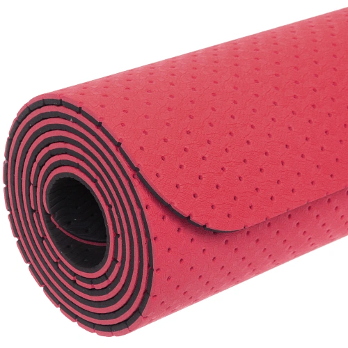 Коврик для йоги 6 мм 183х61 см Sports time перфорированный (ТРЕ), розовыйсерый_9