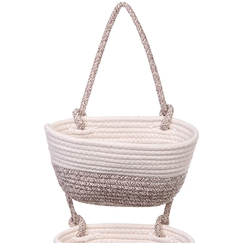 Корзины подвесные ручной работы ОЛИНТГАР, цвет белыйбежевый, две секции, 50251411см (лейбл) _4