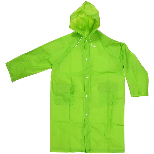 Дождевик-плащ "Урал" с капюшоном и завязками, на кнопках 140 Мкрн 110см зеленый ДоброСад