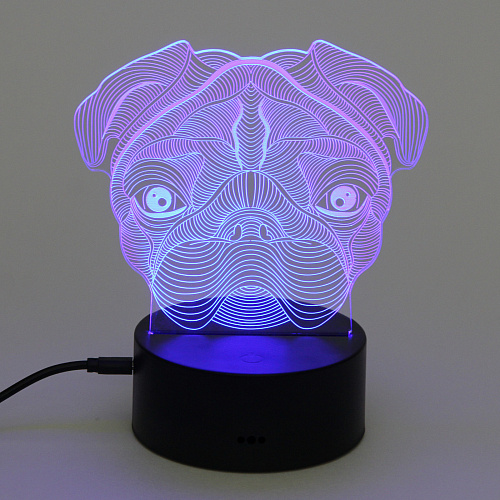 Светильник ночник 3D-Пёсик на пластиковой подставке, с включателем USB_7