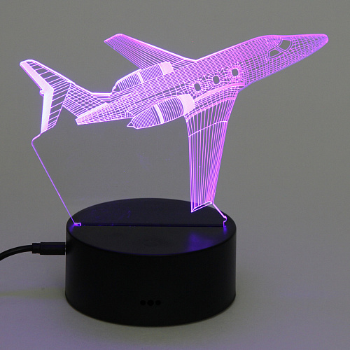 Светильник ночник 3D-Самолёт на пластиковой подставке, с включателем USB_9
