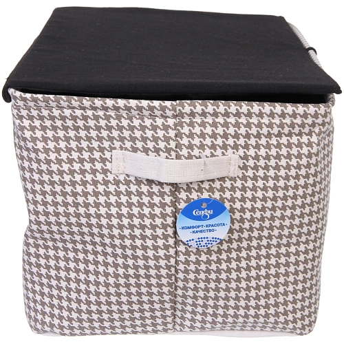 Коробка для хранения с крышкой ЭЛИНТ, цвет пастельно серый, 403025см (лейбл Селфи)_4