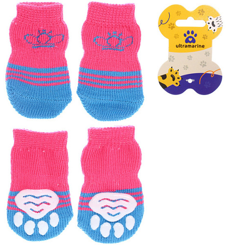 Носочки для животных "LAPUSIK", королева, цвет розовый, размер l, 3,5см