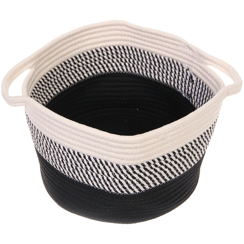 Корзинка плетёная интерьерная с ручками ТРЕГОРИЯ, цвет чёрныйбелый, 3018см, (лейбл селфи)_5