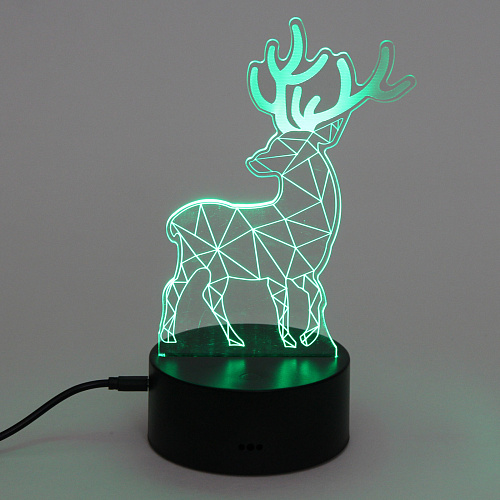 Светильник ночник 3D-Олень на пластиковой подставке, с включателем USB_6