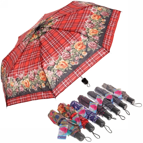 Зонт женский механический "Ultramarine - Цветы", микс 5-7 расцветок, 8 спиц, d-97см, длина в слож. виде 24см   