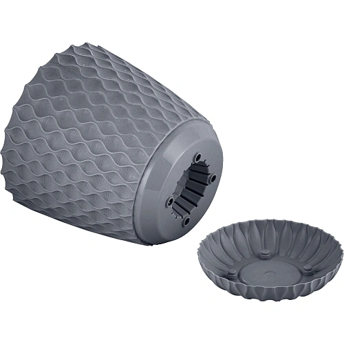 Горшок для цветов пластиковый 4,7л d-20,5см Wave с дренажной сеткой и съемным поддоном, вулканический серый_5