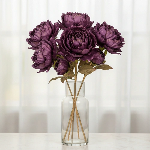 Искусственные цветы FLOWERS GLAMOUR 60см Пионы 2 цветка лиловые_10