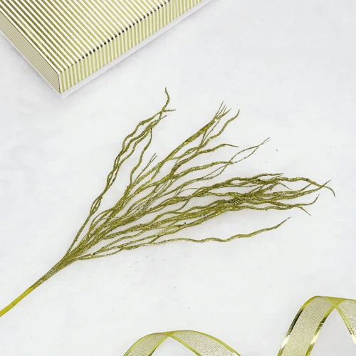 Ветка декоративная "Изысканный блеск" 62 см, Золото