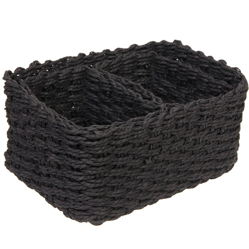 Корзинки интерьерные для хранения 3шт в наборе ПАРНАУ, цвет черный, 161110161110251811,5см (лейбл)_9