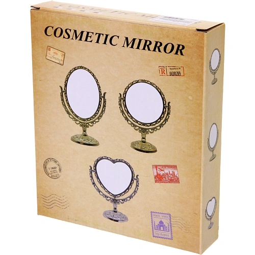 Зеркало настольное в пластиковой оправе Версаль - Круг, цвет золото, двухстороннее, 24см _5