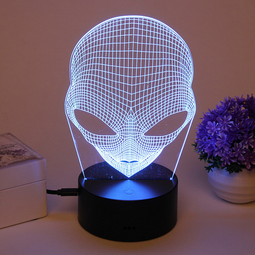 Светильник ночник 3D-Пришелец на пластиковой подставке, с включателем USB_4