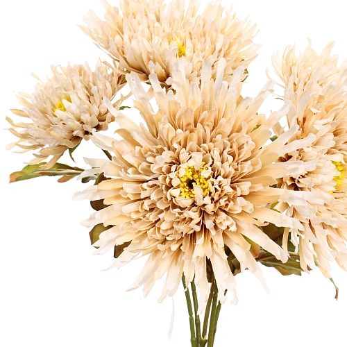 Искусственные цветы Хризантема 45см 5 цветков бежевый_5