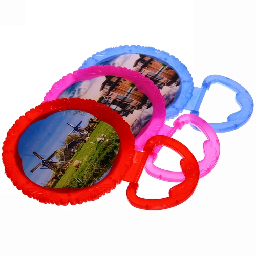 Зеркало настольное в пластиковой оправе Ажурный кант круг, подвесное, цвет микс, d-15,5см_6