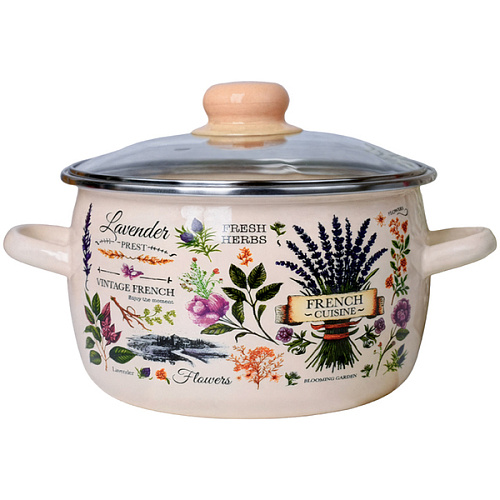 Кастрюля эмалированная 5,5л "Эдем" Appetite сферическая со стекл. крышкой 550005150