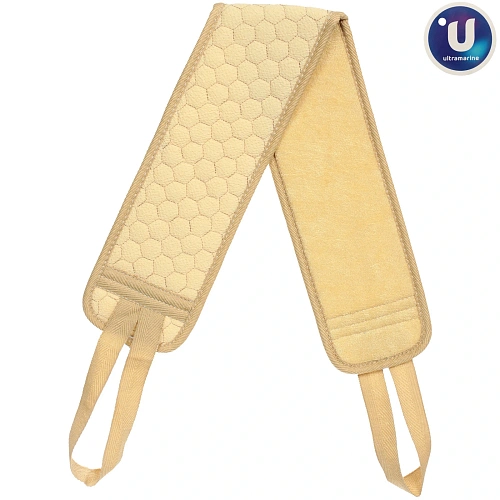 Мочалка для тела "Premium - Laguna", цвет бежевый,  9*82см (зип пакет и наклейка Ultramarine)