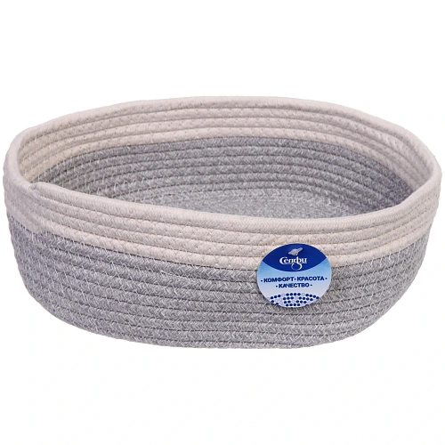 Корзинка плетёная интерьерная ЭЛИНГАРТ, цвет серыйбелый, 302510см, (лейбл селфи)_7