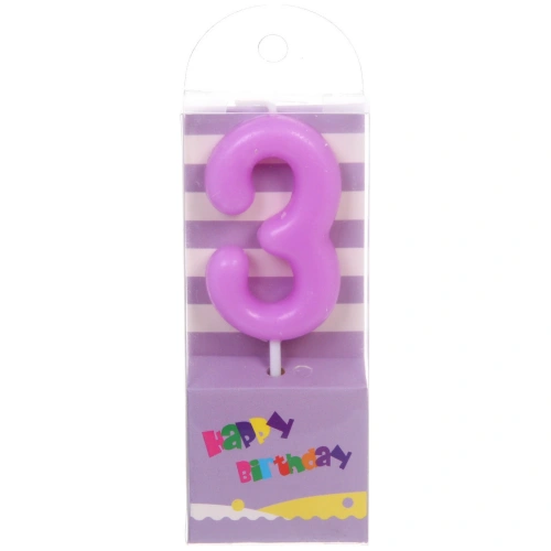 Свеча для торта Цифра Праздник "3" 9 см