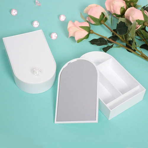 Зеркало настольное с органайзером для украшений Beauty, цвет белый, зеленый, розовый, 1710,54см_2