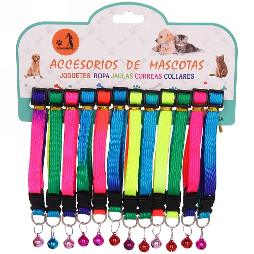 Ошейник нейлоновый регулируемый Неоновое настроение 138см с колокольчиком_5