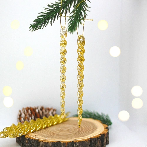 Подвеска "Волшебная сосулька" 13 см (набор 6 шт), Золото