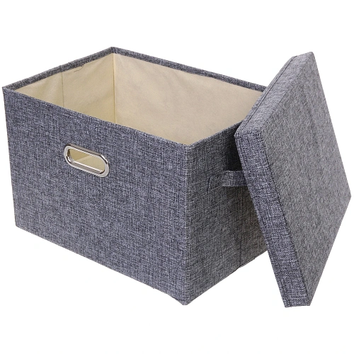 Коробка для хранения вещей складная с крышкой ДЭСТРА, цвет серый, 372726см_4