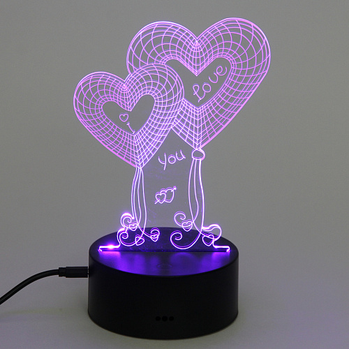 Светильник ночник 3D-Нежность на пластиковой подставке, с включателем USB_9