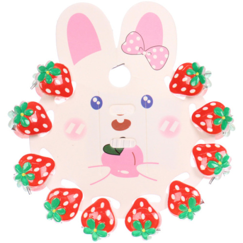 Заколки - крабики для волос детские 10шт "БАМБИ БУМ", Клубнички, 2см/9.5*8см