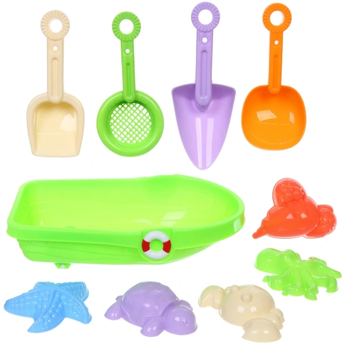Набор для игры в песочнице "Лодочка", 24*15*7 см, 10 предметов, микс