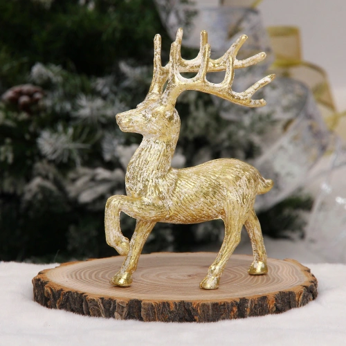 Фигурка новогодняя "Зимний олень" 9.5*4.5*12 см, Золото/белый