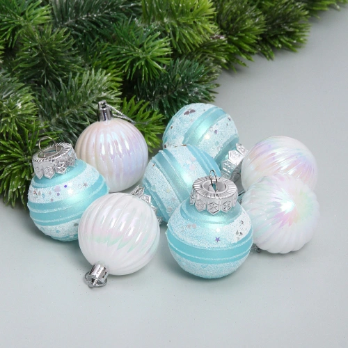 Набор шаров "Восхищение" 5 см (в наборе 8 шт), Белый, голубой