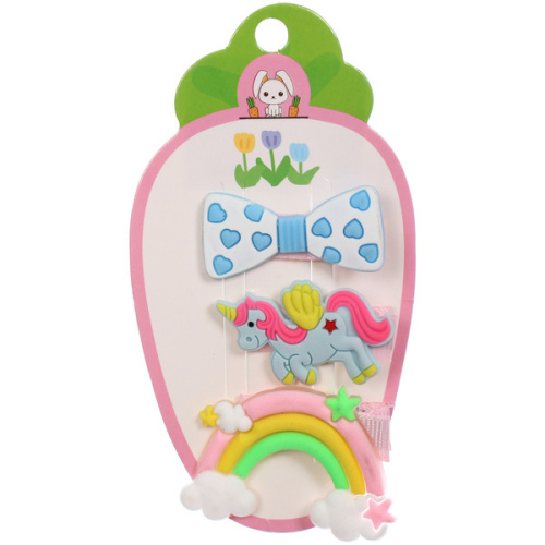 Зажимы для волос детские 3шт в наборе "БАМБИ БУМ", Небесное чудо, 12*6,5см