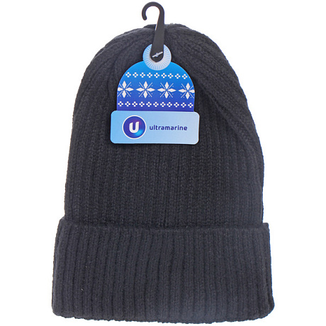Шапка зимняя "ZIMA", лапша, бинни, цвет черный, 58р (лейбл Ultramarine)
