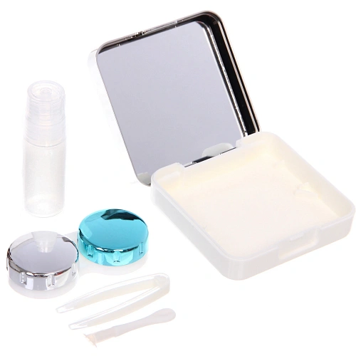 Набор для хранения контактных линз МАРЦИПАН, с зеркалом, цвет серебро, 636232см, (пакет с подвесом)_3