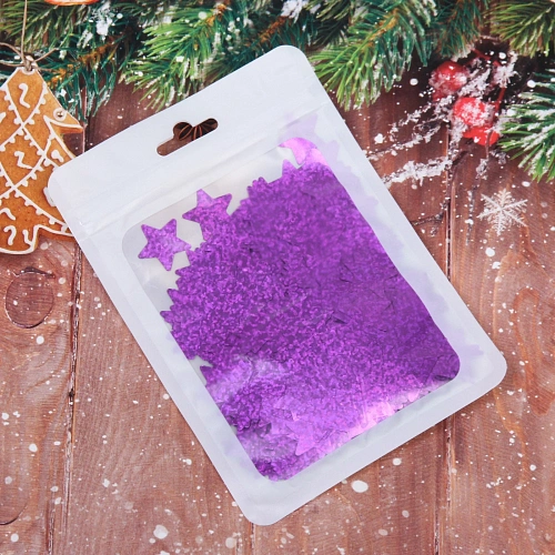 Конфетти Звездочки галограмма 15 г (2 см), Фиолетовый_5