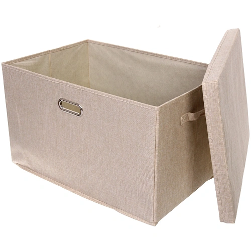 Коробка для хранения вещей складная с крышкой ДЭСТРА, цвет светло-бежевый, 584035см_3