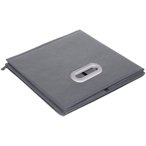 Короб - органайзер складной стеллажный для хранения вещей с крышкой ДОМания, цвет серый, 282828см (лейбл)_7