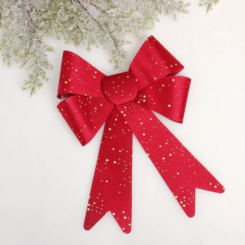 Бант на ёлку "Искристый день" 22*28 см, Красный