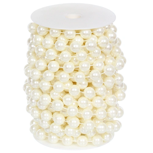 Бусы на ёлку 10 м Жемчуг d-14 мм, Белый (на бобине)_4