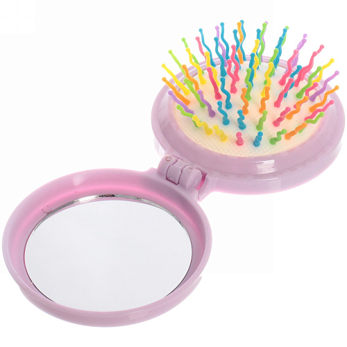 Расческа массажная детская складная КАРАМЕЛЬ, звезда, цвет сиреневый, d-6см (пакет с подвесом)_4