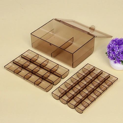 Органайзер для хранения ТАРТИ ТАН, цвет прозрачный, три отделения1318577см (упаковка коробка)_4