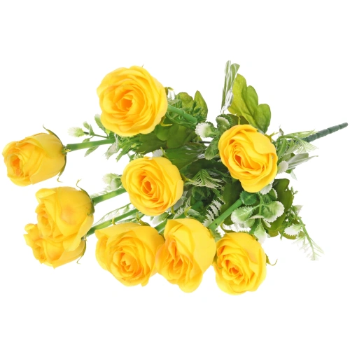 Искусственные цветы "Розовый букет" 42см 10 цветков желтые
