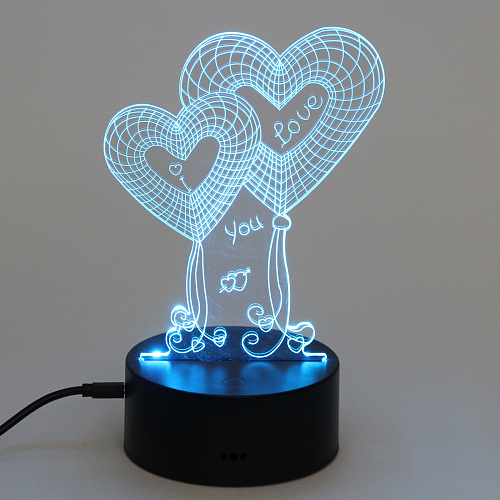 Светильник ночник 3D-Нежность на пластиковой подставке, с включателем USB_10