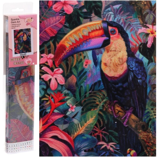 Алмазная мозаика в рулоне 30*40см полная выкладка "DIAMOND", Какаду