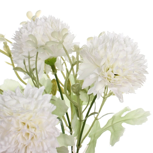 Искусственные цветы Букет хризантем 25см 5 цветков белые_4