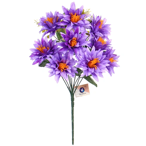 Искусственные цветы Цветочная мелодия Астры 50см 9 цветков сиреневые_3