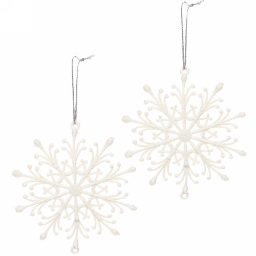 Подвески в блестках "Снежинки волшебные" 9 см (набор 2шт), белый